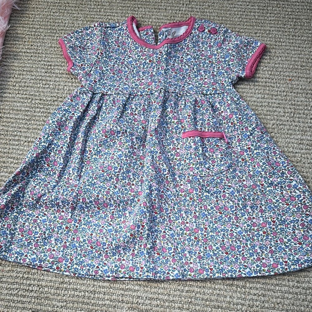 Floral Dress with Pink Trim